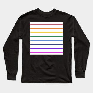 White and rainbow stripes - horizontal narrow Long Sleeve T-Shirt